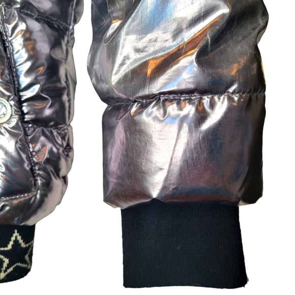 Kensie Girl Pewter Metallic Sherpa-Lined Puffer Jacket Girls size 7/8 - Picture 3 of 16